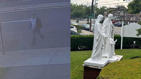Man vandalizes statue outside Queens church: VIDEO