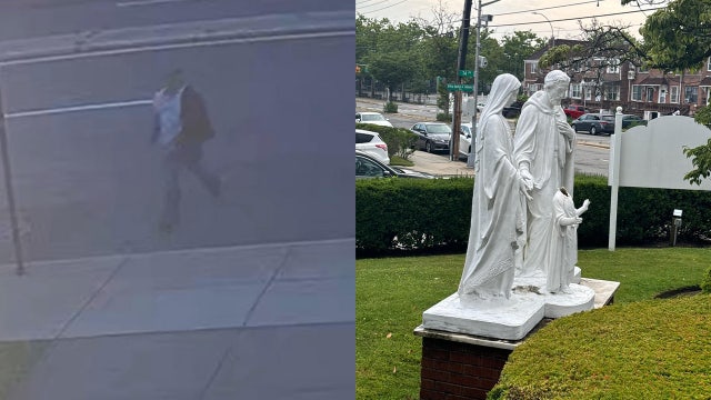 Man vandalizes statue outside Queens church: VIDEO