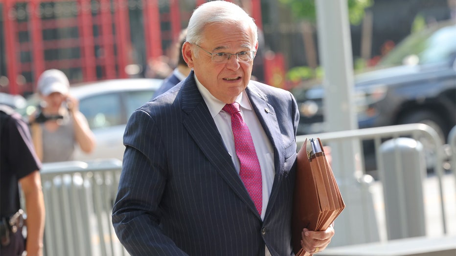 NEW YORK, NEW YORK - JULY 10: Sen. Bob Menendez (D-NJ) arrives at Manhattan Federal Court on July 10, 2024 in New York City. Closing arguments continue in Sen. Menendezs trial with co-defendants Fred Daibes and Wael Hana. Menendez is charged with corruption after gold bars and hundreds of thousands of dollars in cash were found at his home. Menendez and his wife, Nadine, are accused of extortion, obstruction of justice and accepting bribes to perform favors for businessmen with connections to Egypt and Qatar. (Photo by Michael M. Santiago/Getty Images)