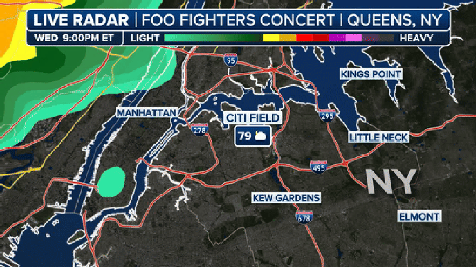 Radar loop of New York City as thunderstorms pushed through on the evening of July 17, 2024. (FOX Weather)
