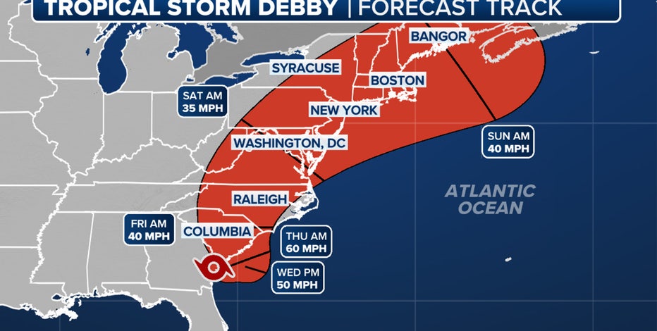 Tropical Storm Debby tracker: See when NYC could get soaked