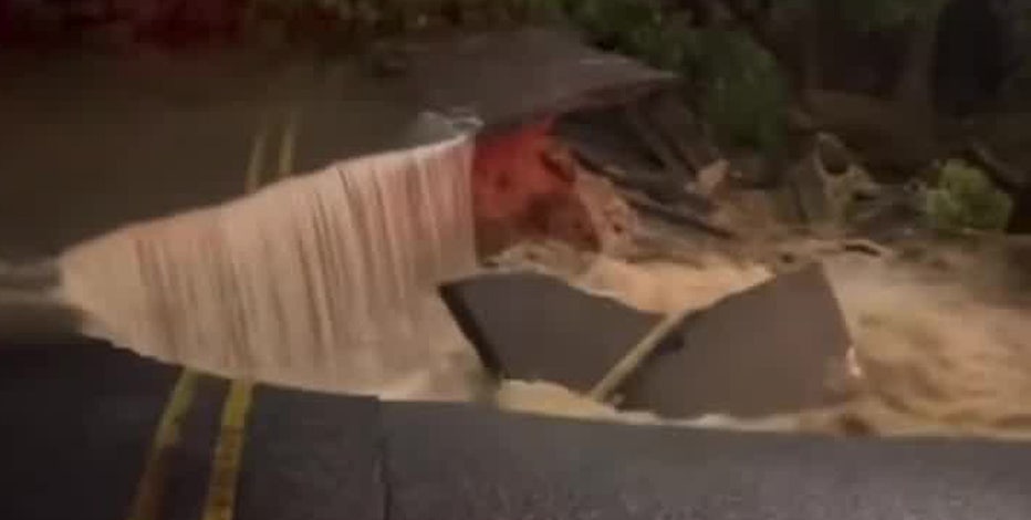 Long Island flooding collapses entire road, prompts rescues as officials declare emergency: VIDEO