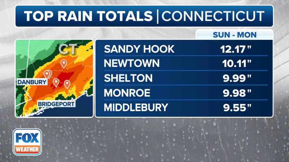 Top rain totals.
(FOX Weather)