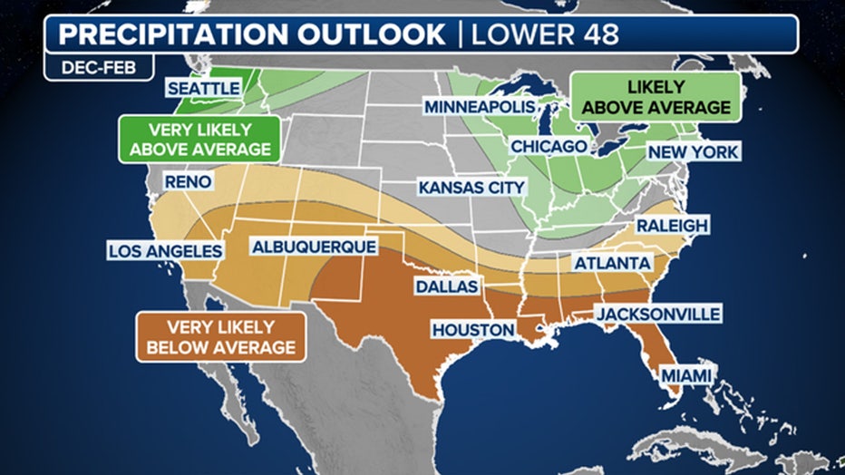 NOAA winter precipitation outlook.(FOX Weather)