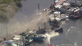 Several boats catch on fire in Monmouth, New Jersey