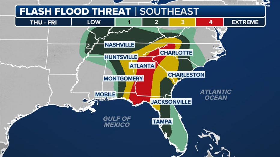 Flash flood outlook for Thursday. (FOX Weather)