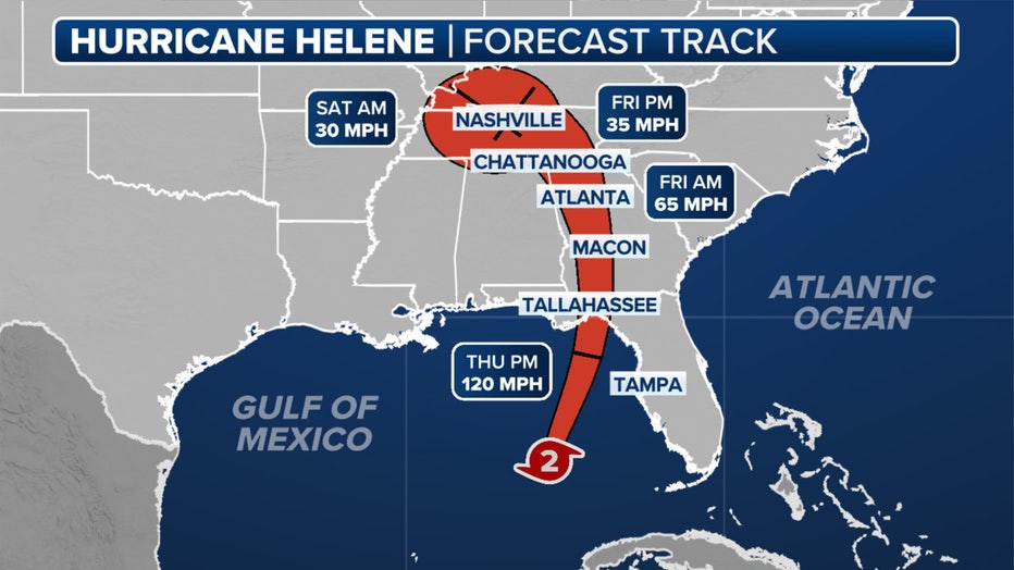 Forecast cone for Hurricane Helene. (FOX Weather)