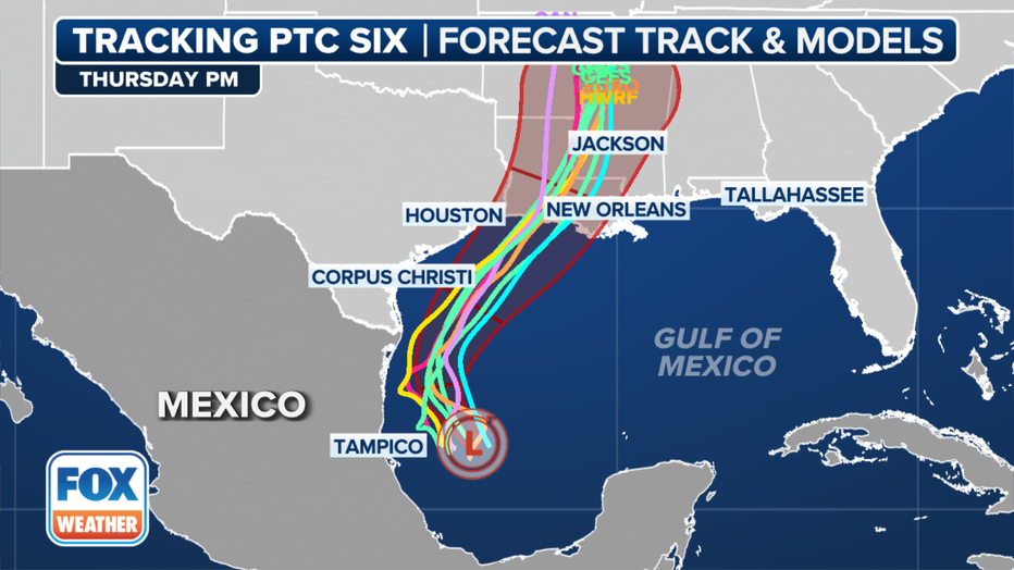 Here are the spaghetti models for Tropical Storm Francine.(FOX Weather)