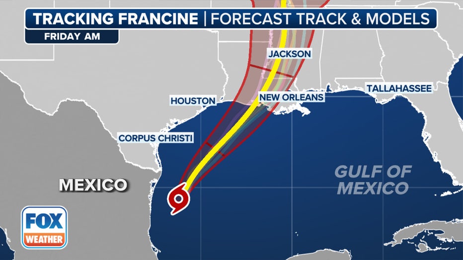 Here are the spaghetti models for Tropical Storm Francine. (FOX Weather)