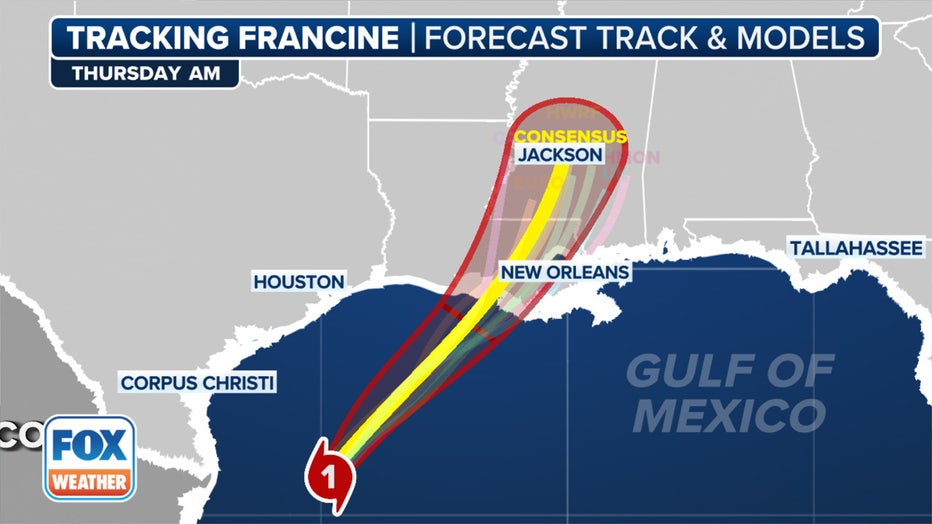 Here are the spaghetti models for Hurricane Francine. (FOX Weather)