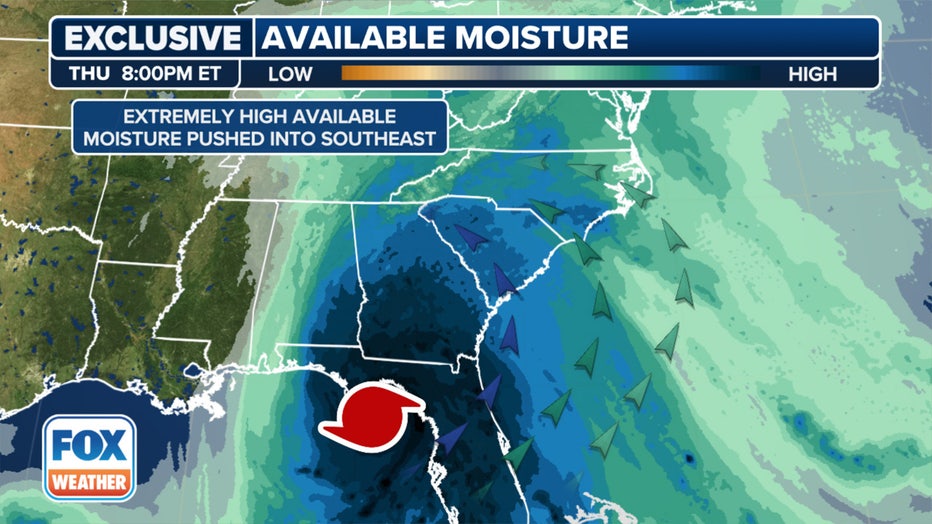 Available moisture in the Appalachians. (FOX Weather)