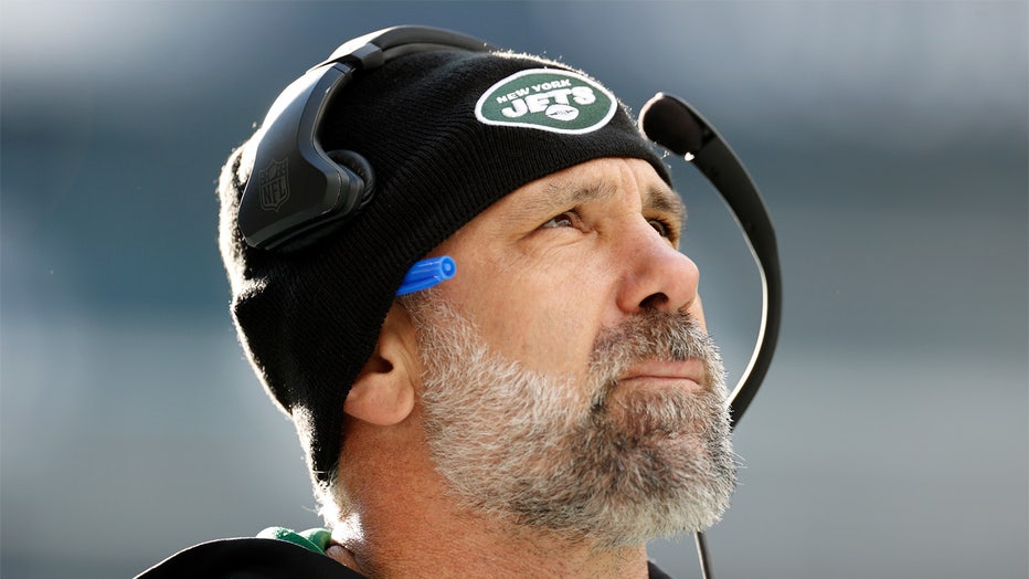 SEATTLE, WASHINGTON - JANUARY 01: Defensive coordinator Jeff Ulbrich of the New York Jets looks on during the first quarter against the Seattle Seahawks at Lumen Field on January 01, 2023 in Seattle, Washington. (Photo by Steph Chambers/Getty Images)