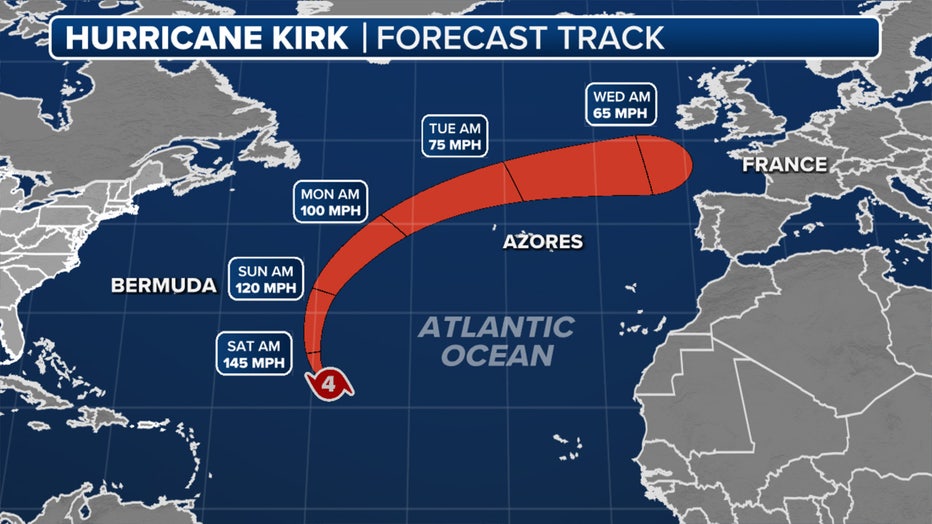 A look at the forecast track for Kirk.
(FOX Weather)