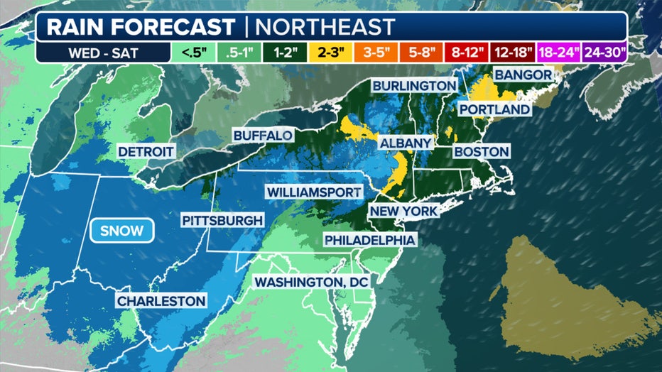 Rain and snow forecast through Saturday(FOX Weather)