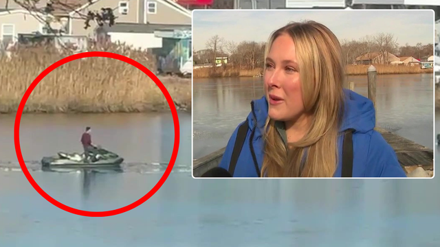 Long Island woman rescues man trapped on jet ski in icy creek | WATCH