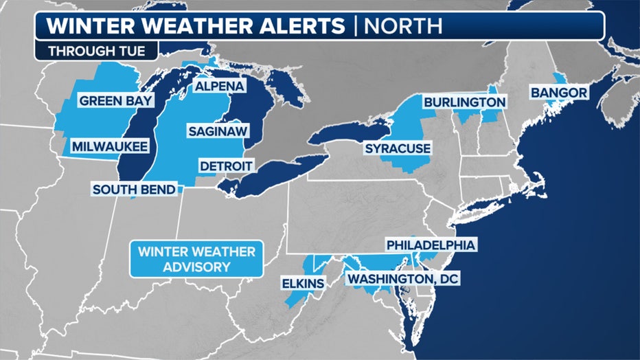 Current winter weather alerts.(FOX Weather)