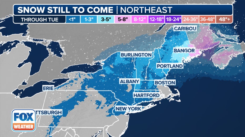 Snowfall forecast through Tuesday, December 24, 2024. (FOX Weather)