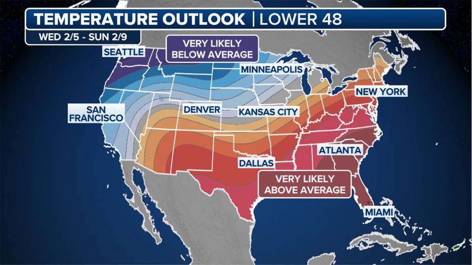 Climate Prediction Center Temperature Outlook (FOX Weather)