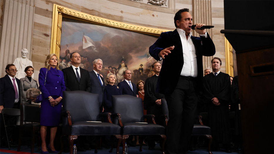 Opera singer Christopher Macchio performs during the inauguration of US President-elect Donald Trump in the Rotunda of the US Capitol on January 20, 2025 in Washington, DC. Donald Trump takes office for his second term as the 47th president of the United States. (Photo by Chip Somodevilla / POOL / AFP) (Photo by CHIP SOMODEVILLA/POOL/AFP via Getty Images)
