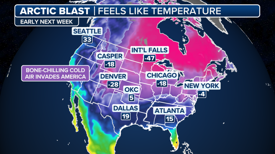 This diagram shows the expected wind chill. (FOX Weather)