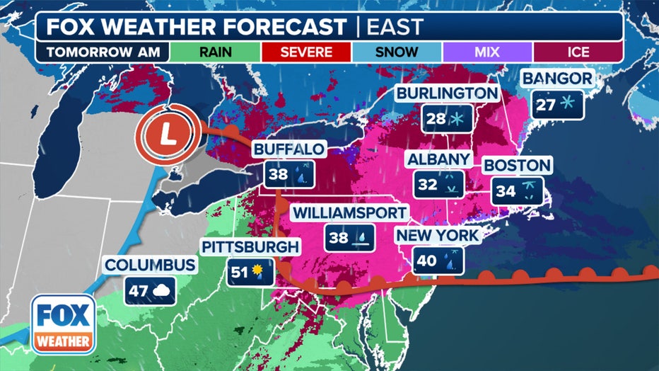 This graphic shows the forecast on Thursday, February 6, 2025. (Fox Weather)