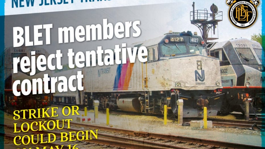 A graphic saying "BLET members reject tentative contract" created and posted by the BLET.