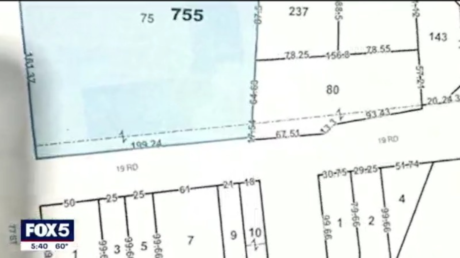 A map showing Della Vecchia's property.