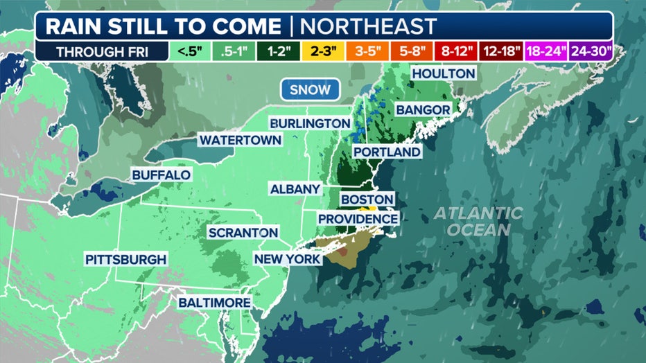 This graphic shows forecast rain totals. (FOX Weather)