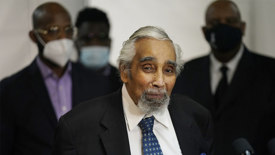 NEW YORK, NY - MARCH 17: Former U.S. Rep. Charles Rangel (D-NY) speaks before New York Governor Andrew Cuomo gets vaccinated at the mass vaccination site at Mount Neboh Baptist Church in Harlem on March 17, 2021 in New York City. (Photo by Seth Wenig-Pool/Getty Images)
