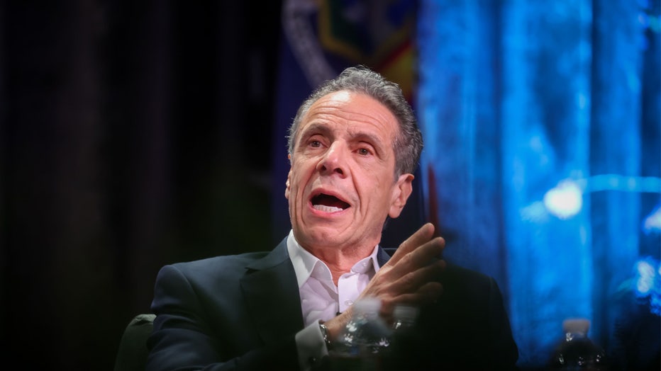 Andrew Cuomo, New York City mayoral candidate, speaks during the United Federation of Teachers (UFT) mayoral forum in New York, US, on Saturday, May 17, 2025. The New York mayoral primary elections are scheduled to be held on June 24. Photographer: Michael Nagle/Bloomberg via Getty Images
