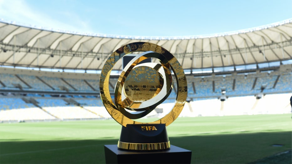 RIO DE JANEIRO, BRAZIL - MAY 08: The FIFA Club World Cup 2025 trophy is on display at the Maracana Stadium in Rio de Janeiro, Brazil on May 08, 2025. The tour will then move on to Mexico. The Cup Tour will end in Miami, the city of the opening match of the competition, scheduled for June 14. The first edition of the new competition will be played in the United States between June 14 and June 15. (Photo by Fabio Teixeira/Anadolu via Getty Images)
