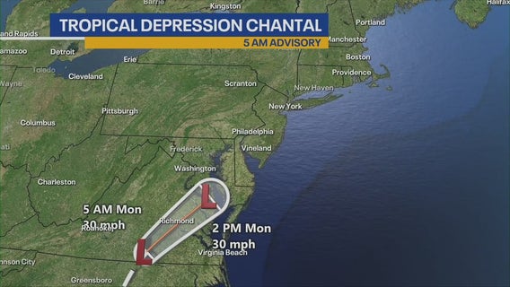 Remnants of Tropical Storm Chantal could slam NYC area with heavy rain, storms
