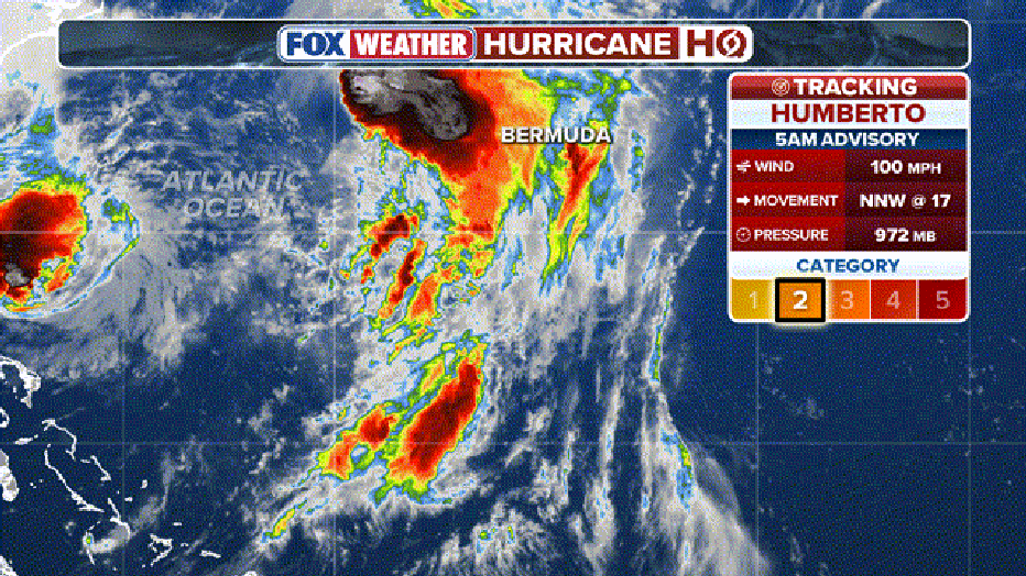 This graphic shows the latest information on Hurricane Humberto.(FOX Weather)