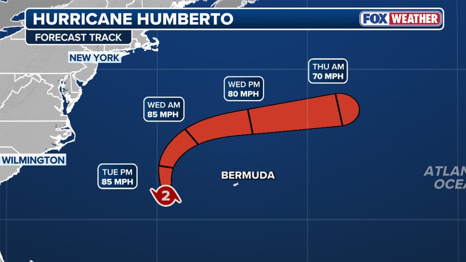 The forecast cone for Hurricane Humberto.(FOX Weather)
