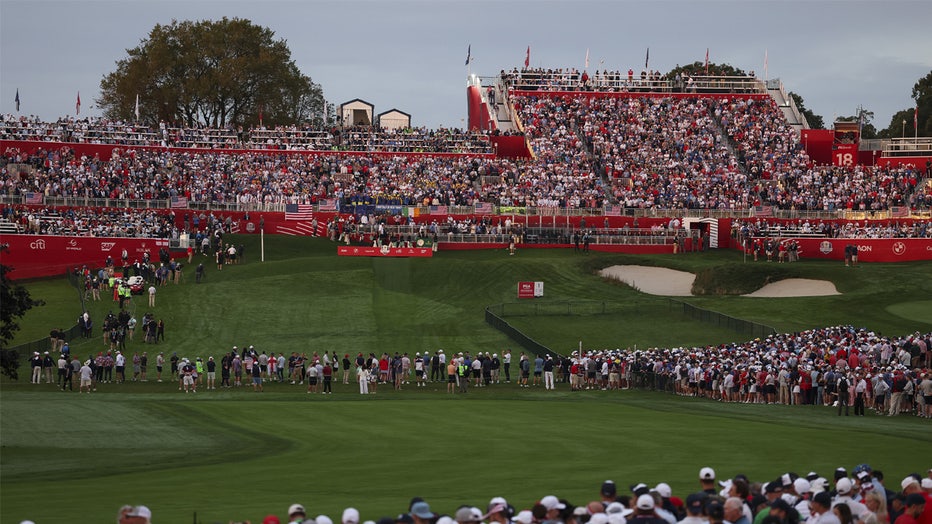FARMINGDALE, NEW YORK - SEPTEMBER 26: A general view across the first tee ahead of the Friday morning foursomes matches of the 2025 Ryder Cup at Black Course at Bethpage State Park Golf Course on September 26, 2025 in Farmingdale, New York. (Photo by Richard Heathcote/Getty Images)

