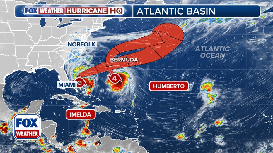 This graphic shows the tropical overview for the Atlantic Basin.
(FOX Weather)
