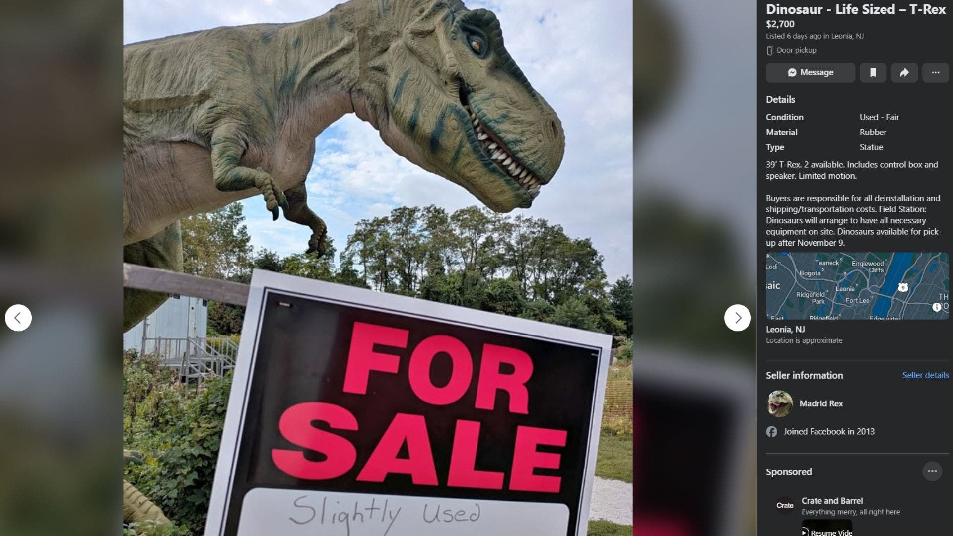 NJ dinosaur theme park sells animatronics to AC resort, hasn't received payment