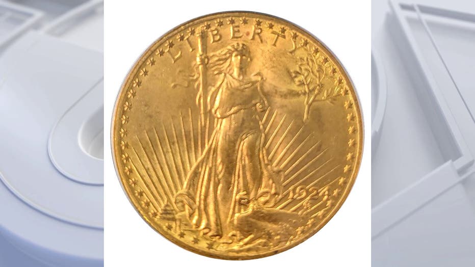 A 1924 Saint-Gaudens Double Eagle $20 gold coin.