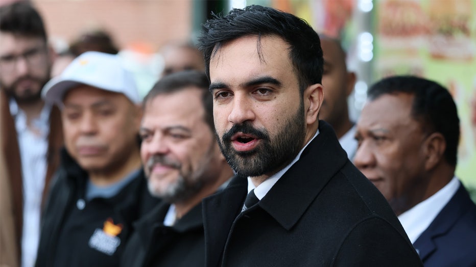 NEW YORK, NEW YORK - OCTOBER 29: New York Mayoral Candidate Zohran Mamdani speaks during a press conference on October 29, 2025 in the Belmont neighborhood of the Bronx borough in New York City. Mamdani was joined by members of United Bodegas of America as he received their endorsement with Election day less than a week away where Mamdani is the front runner against Independent New York City mayoral candidate Andrew Cuomo and Republican mayoral candidate Curtis Sliwa. (Photo by Michael M. Santiago/Getty Images)