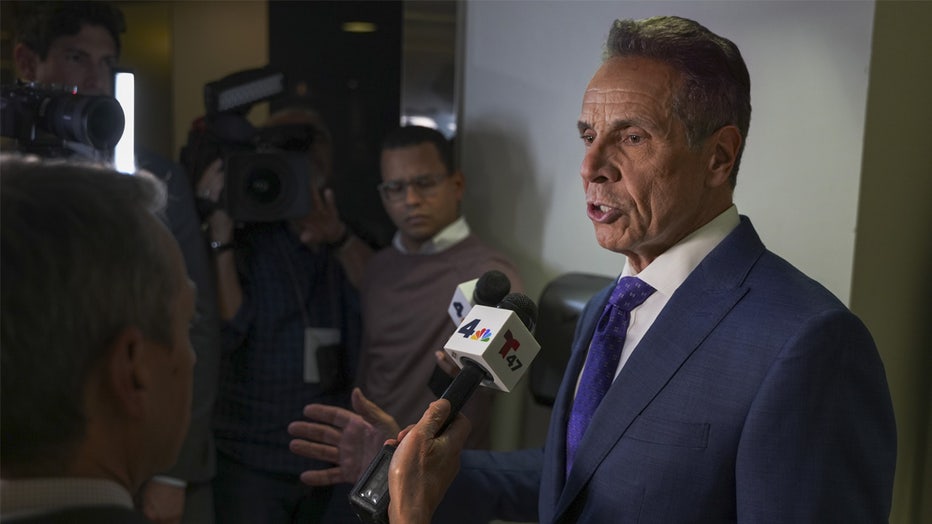 NEW YORK, NY - OCTOBER 16: Independent mayoral nominee, former New York Gov. Andrew Cuomo speaks to members of the media following a mayoral debate at Rockefeller Center on October 16, 2025 in New York City. The candidates for New York City mayor faced off in their first debate ahead of the November 4 election. (Photo by Angelina Katsanis-Pool/Getty Images)