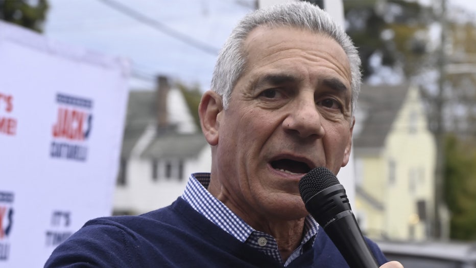 BLOOMFIELD, NEW JERSEY, UNITED STATES - OCTOBER 25: New Jersey Republican gubernatorial candidate, Jack Ciattarelli speaks to supporters at a bus tour event at Bloomfield College in Bloomfield, New Jersey, United States on October 25, 2025. Jack Ciattarelli is running in a tight race against Democrat Mikie Sherrill in the race for Governor of New Jersey and the event was held on the first day of early in person voting in the State of New Jersey. (Photo by Kyle Mazza/Anadolu via Getty Images)