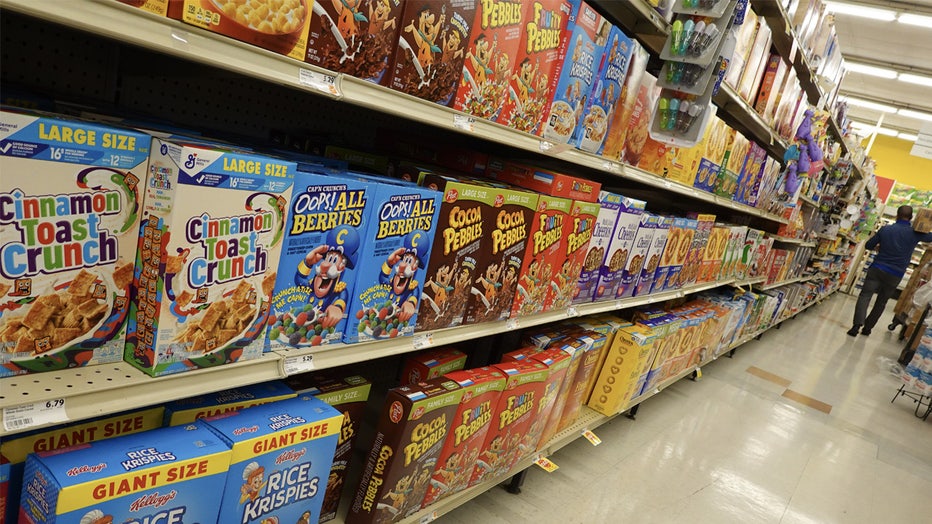 MIAMI, FLORIDA - APRIL 16: Boxes of sugary cereal, including those from General Mills, fill a store's shelves on April 16, 2025, in Miami, Florida. As the federal government looks to cut the U.S. budget, companies such as General Mills may lose sales if the cuts include funding for the Supplemental Nutrition Assistance Program since many people on the program buy breakfast cereals. (Photo by Joe Raedle/Getty Images)
