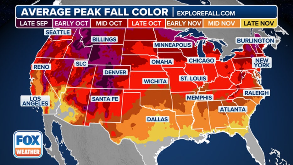 Average Peak Fall Foliage(FOX Weather)