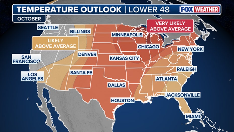 October temperature outlook(FOX Weather)