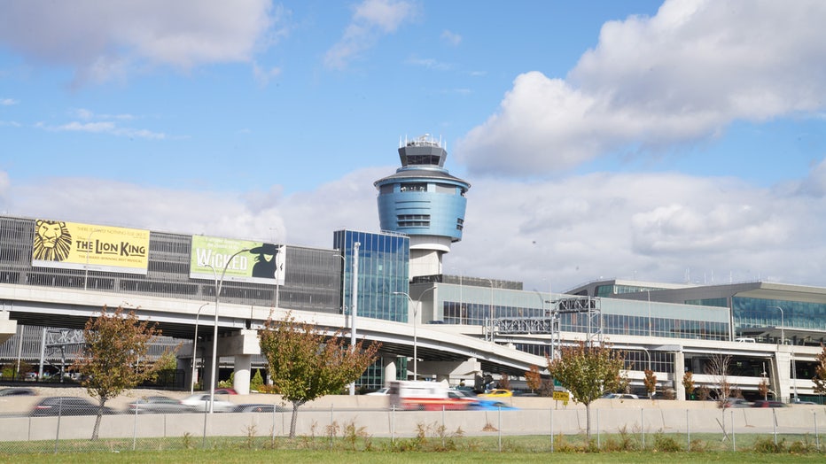 This photo taken on Oct. 31, 2025 shows the air traffic control tower of the LaGuardia Airport in New York, the United States. Due to the U.S. federal government shutdown, some public services have come to a halt; national parks and the aviation system have been affected; and economic uncertainty has increased. (Photo by Zhang Fengguo/Xinhua via Getty Images)
