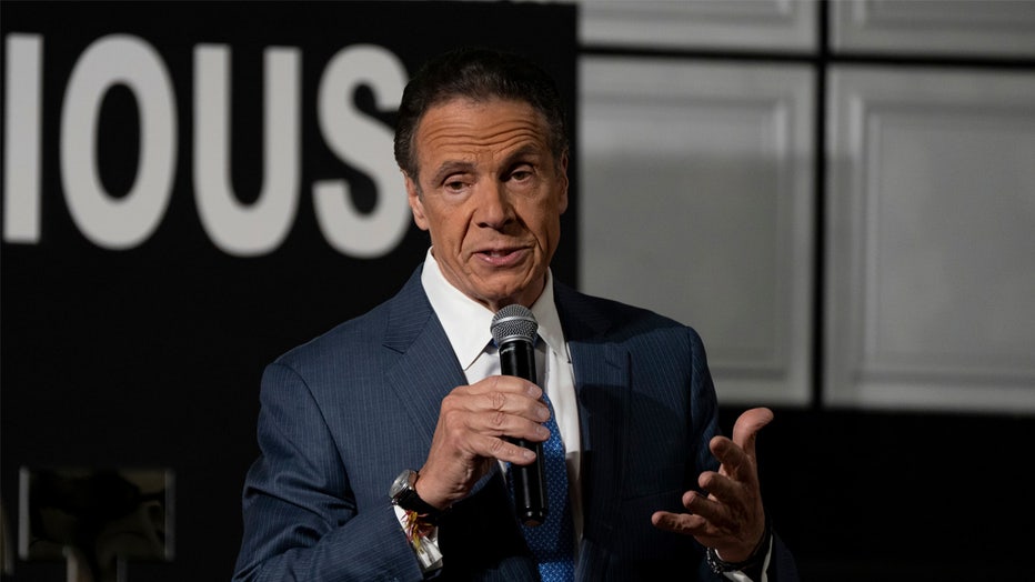 Andrew Cuomo, New York City mayoral candidate, speaks during a campaign event at Union Grove Baptist Church in the Bronx borough of New York, US, on Sunday, Nov. 2, 2025. New York voters are turning out early in high numbers for a mayoral race that's captured the country's attention. Photographer: Christian Monterrosa/Bloomberg via Getty Images