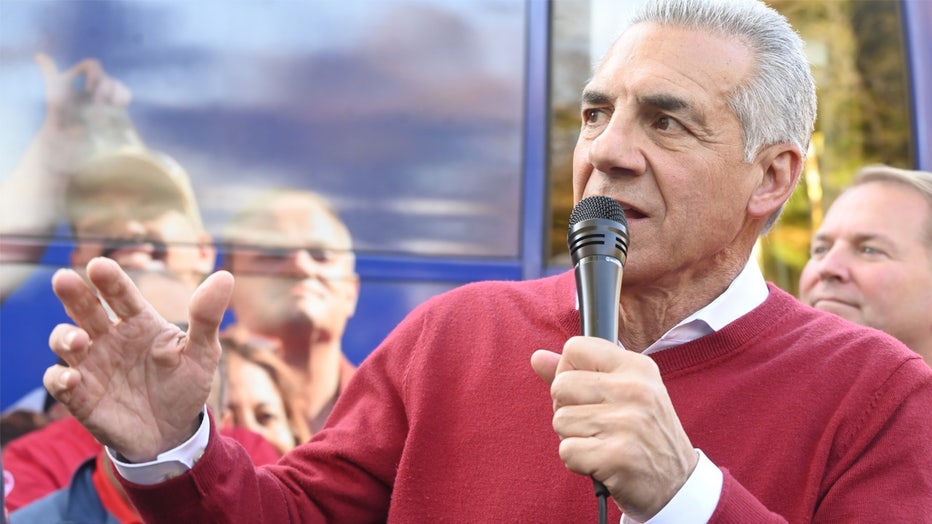 NEW JERSEY, US - NOVEMBER 02: New Jersey Republican gubernatorial candidate, Jack Ciattarelli speaks to supporters at a campaign rally event in Middleton Township, New Jersey, United States on November 2, 2025. New Jersey early vote reveals Jack Ciattarelli is in a tight race against Democrat Mikie Sherrill in the race for Governor of New Jersey. (Photo by Kyle Mazza/Anadolu via Getty Images)