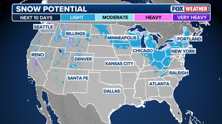 Potential snow forecast for next week. (FOX Weather)