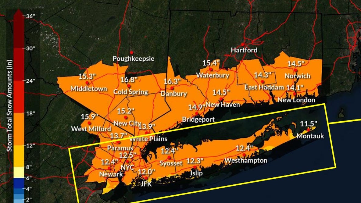 Heavy snow and sleet for NYC this weekend; 10 to 14 inches of snow this Sunday