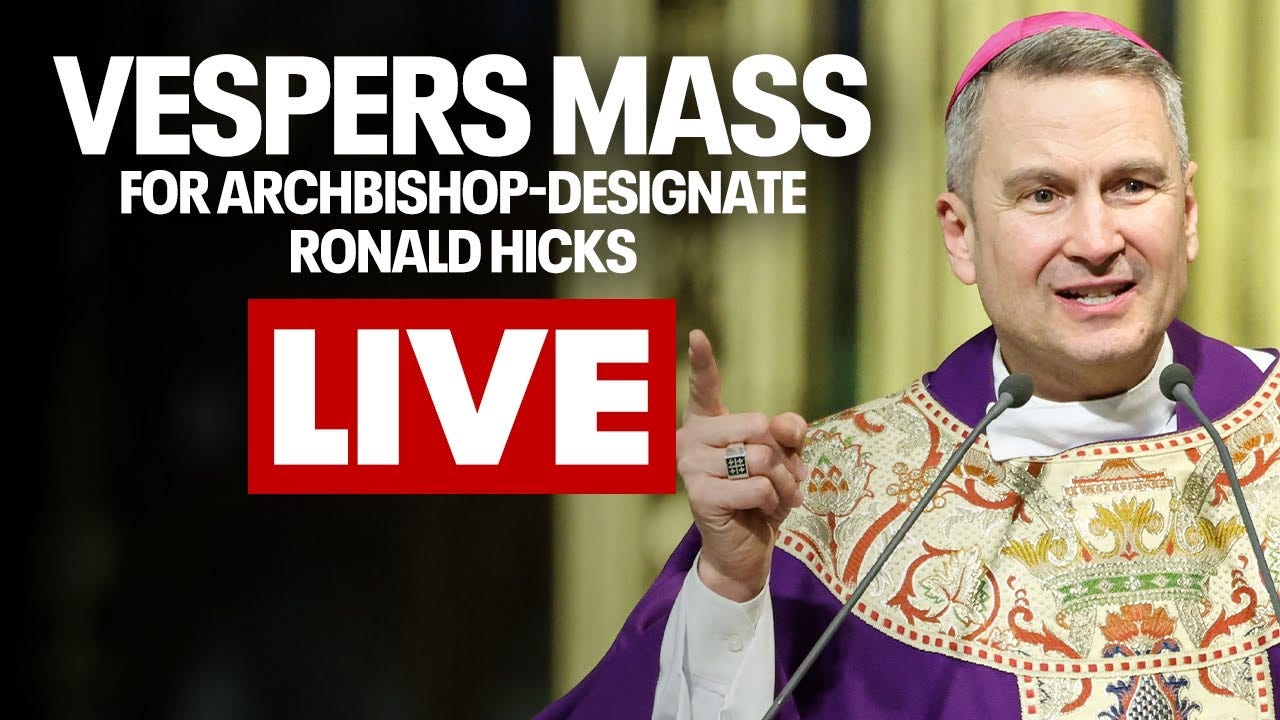 Vespers mass for Archbishop-designate Ronald Hicks: How to watch